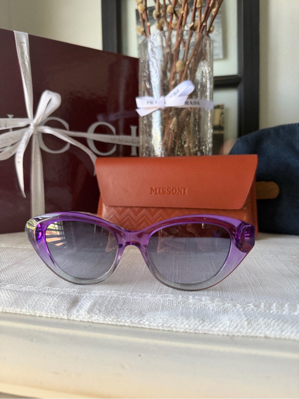 Missoni Purple Gradient Cat-Eye Sunglasses with Gray Lenses